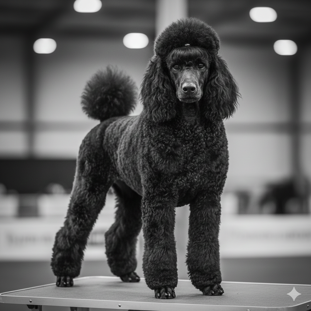 Photo de la toiletteuse travaillant avec un chien